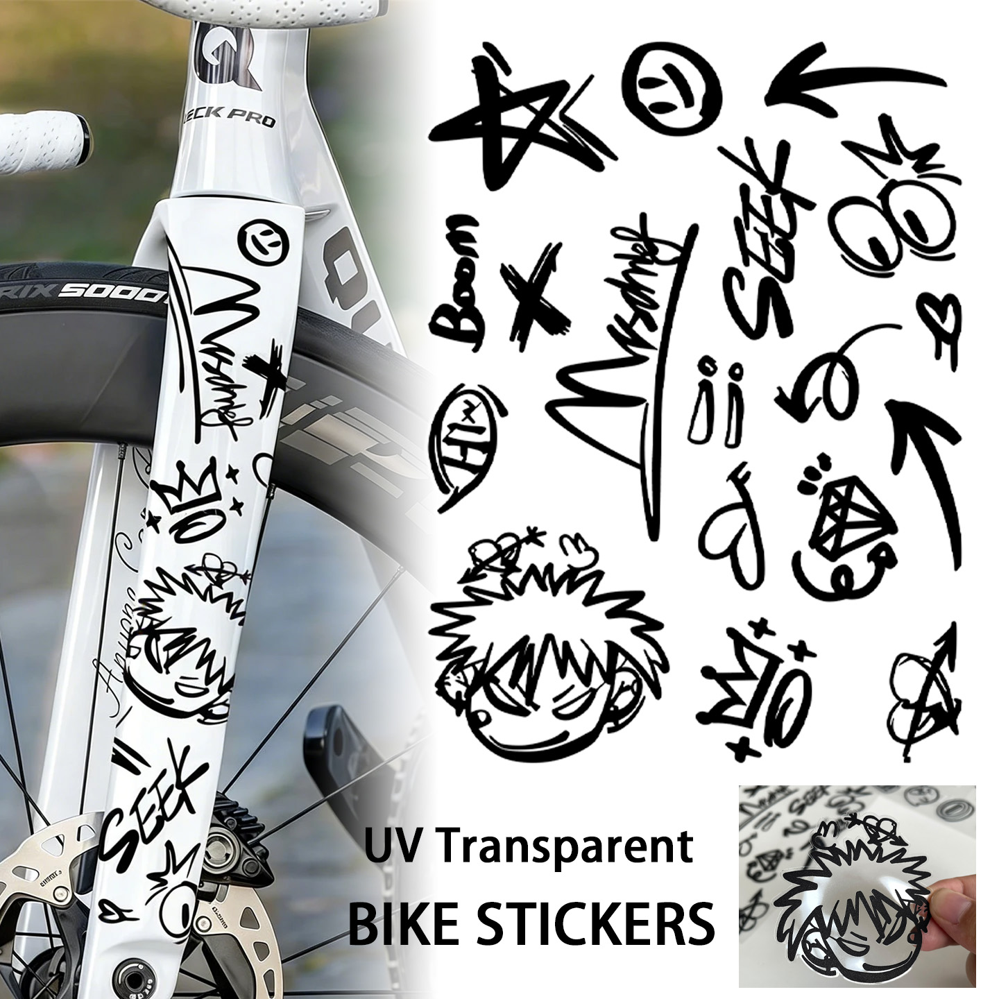 Mountain Biking Quotes - UV Şeffaf Graffiti DIY Bisiklet Çıkartmaları